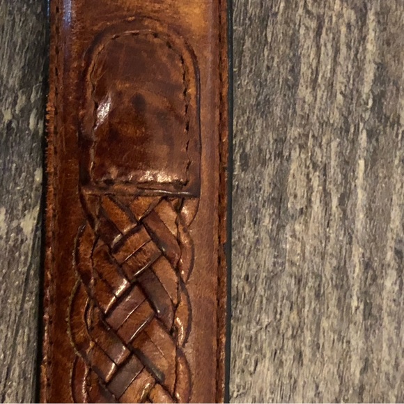 Gant Cognac Brown Full Grain Cowhide Leather Belt Vintage Braided Rustic Size 38 - Picture 12 of 12